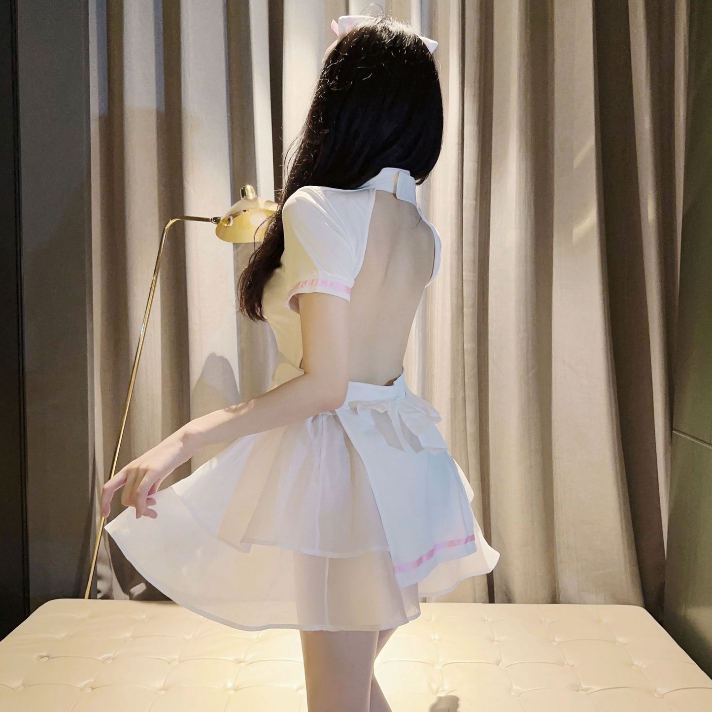 Sweet Nurse Uniform COS Sexy Lingerie Sexy Ponte Veil Dress Halloween Pure Desire Gown Female Character suit