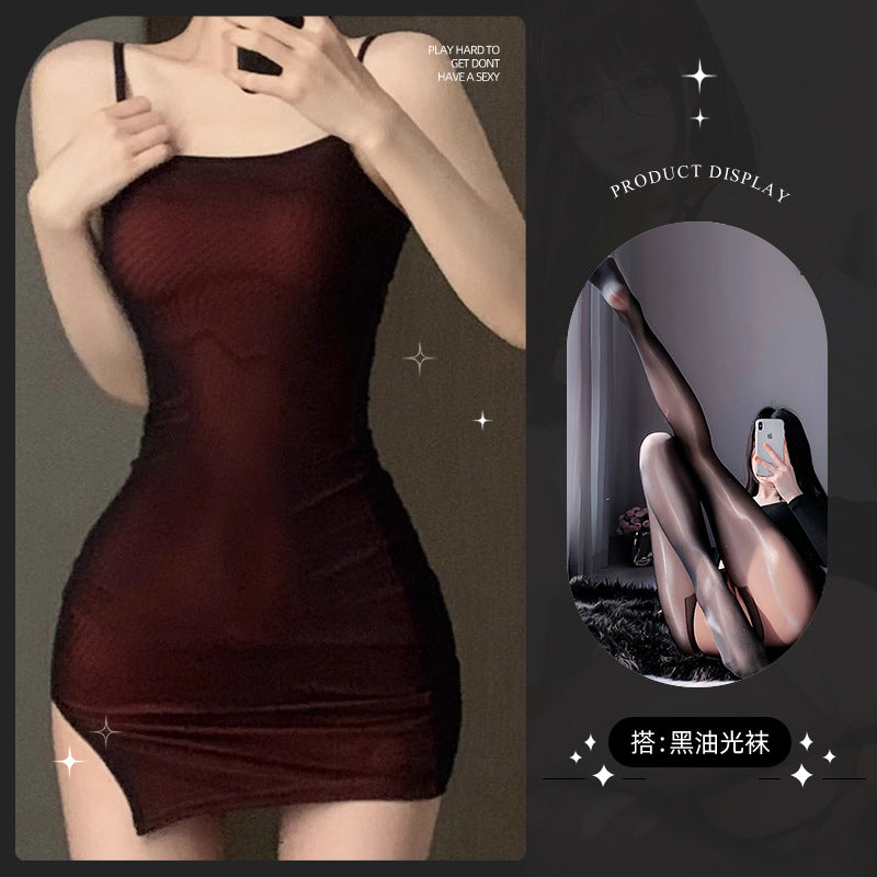 LS Sex Underwear Products Sexy Uniform Temptation Pajamas Pure Desire Small Chest Show Big Internet Red Silk Stockings