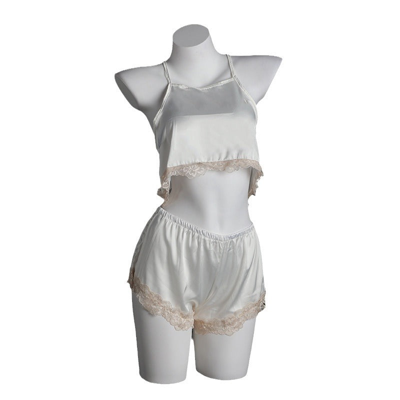LS Sexy Underwear Women's Sexy Uniform Temptation Pajamas Small Chest Large Sexy Backless Two-piece 9093