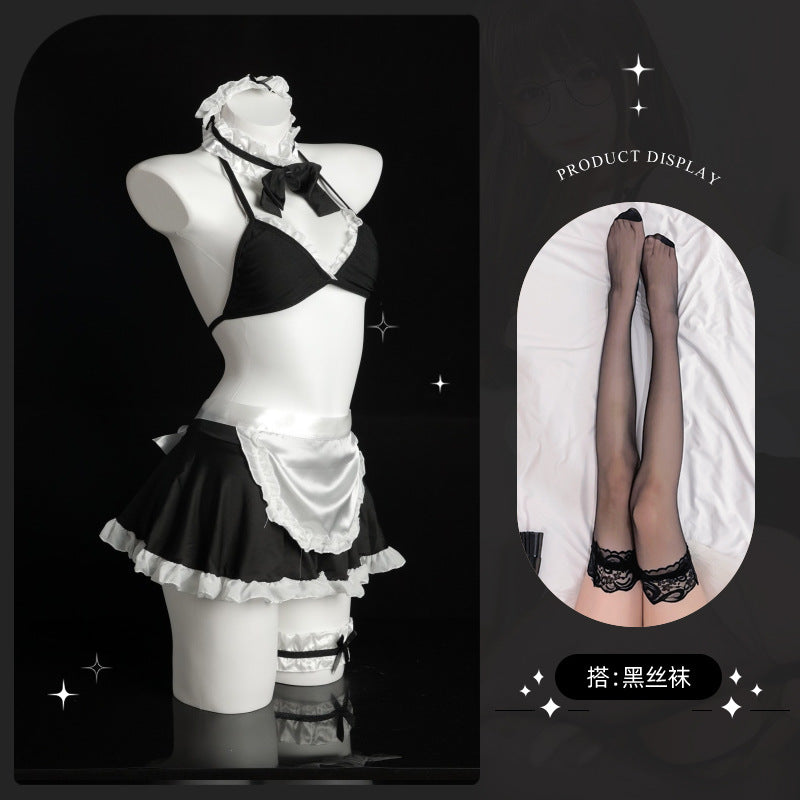 LS Sexy Lingerie Maid Uniform Color-block Home Clothes Skirt Cosplay suit 8250
