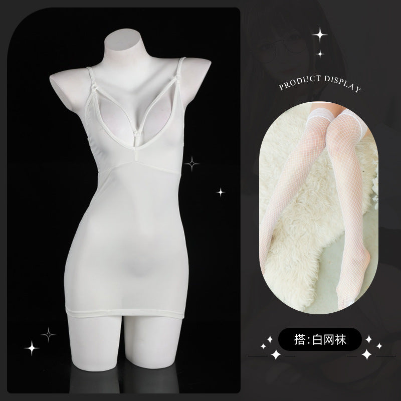 LS Sexy One-Piece Stepmother Dress No Need to Take Off Bed See-Through Sexy Underwear Sexual Pajamas Exposed Women's Clothes