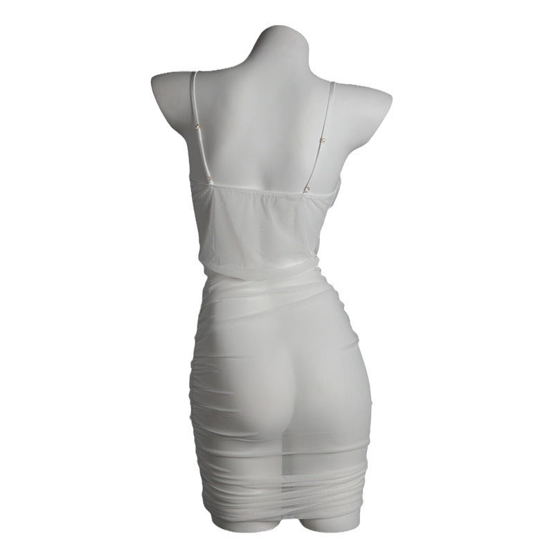LS Sexy Lingerie Pure Desire Sexy Suspender Hip Skirt Hot Transparent Uniform Temptation Pajamas 8810