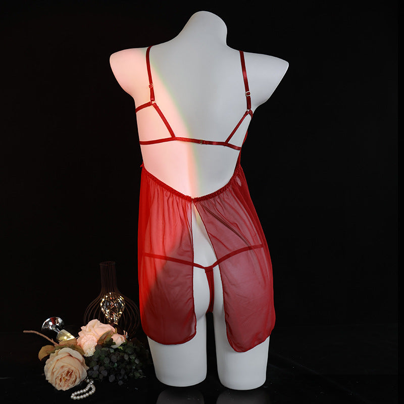 LS Pure Desire Sexy Lingerie Sexy See-Through Temptation No-Remove Hot Passion Bow Small Breast Pajamas