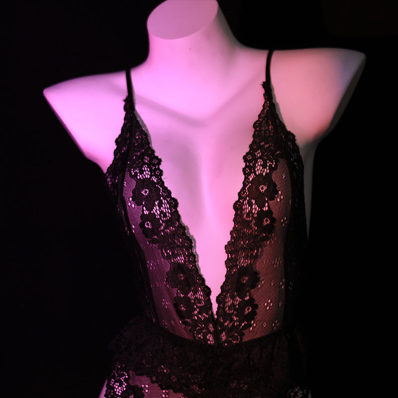 LS Sexy Underwear Women's Sexy Uniform Temptation Pure Desire Small Chest Show Big Free Lace Body Clothes 8183