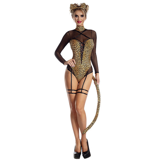 European and American Sexy Cat Girl Sexy Cosplay Stage Costume Halloween Tiger Leopard Sexy Bodysuit