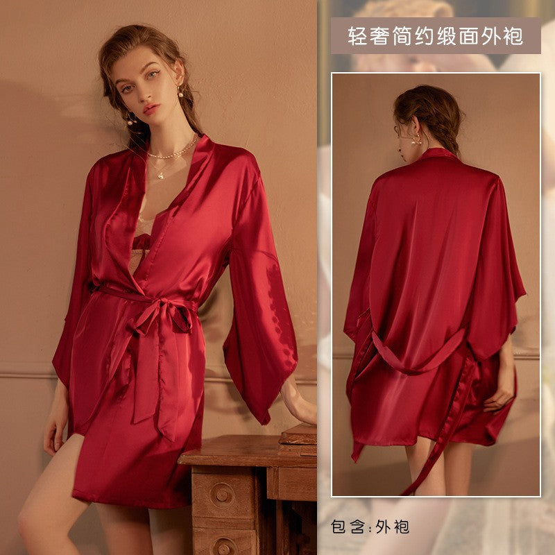 3069 Ying Sexy Home Wear Women's Summer Light Luxury Pure Desire Pajamas Simple Ice Silk Sling Set
