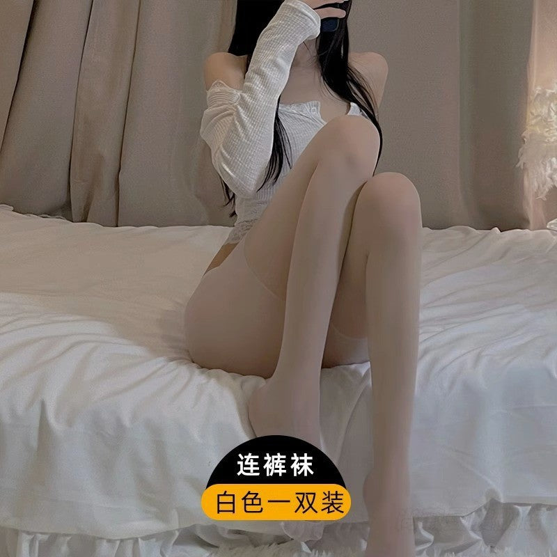 LS Sexy Black Stockings Sexy Women Open Crotch Hand Tear Sexy High Transparent plus size Black Stockings 1003