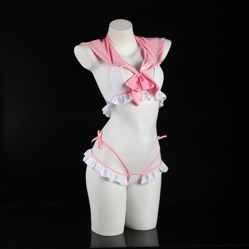 LS Sexy Lingerie Pure Desire Student Outfit Sexy Hollow Bow Backless Couple Flirting Uniform 9243
