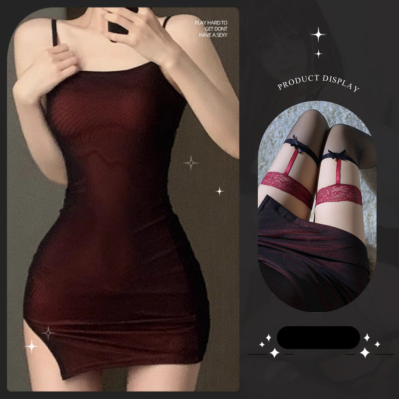 LS Sex Underwear Products Sexy Uniform Temptation Pajamas Pure Desire Small Chest Show Big Internet Red Silk Stockings
