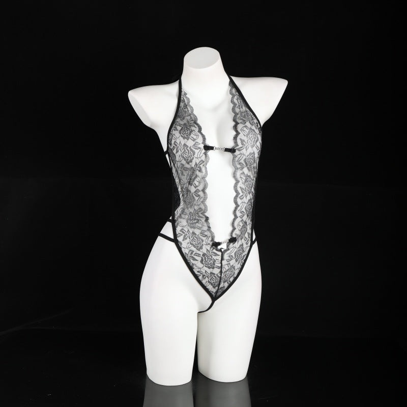 LS Sexy No-Take Off Small Breast Transparent One-Piece Lace Uniform Temptation Pure Desire Sexy Underwear Pajamas 8442