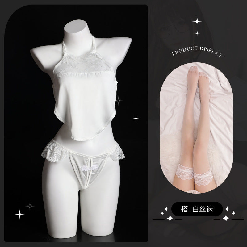 LS Sexy Vintage Lace Temptation Sex Lingerie Bellyband Pajamas Lace-up Temptation 8353