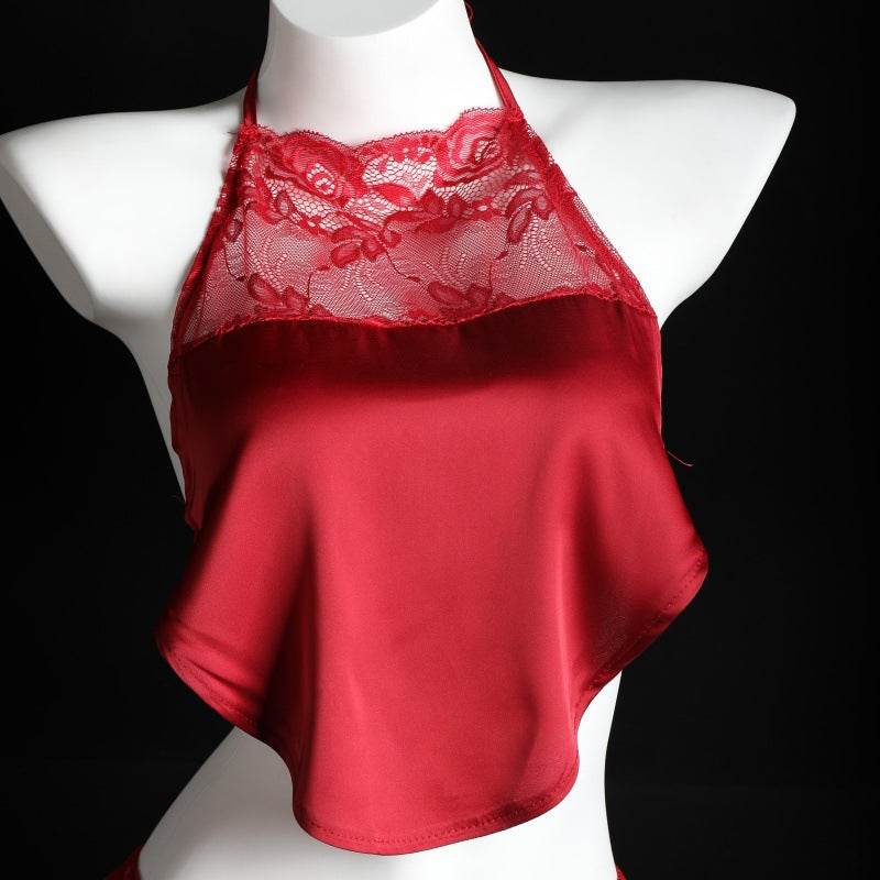 LS Sexy Vintage Lace Temptation Sex Lingerie Bellyband Pajamas Lace-up Temptation 8353