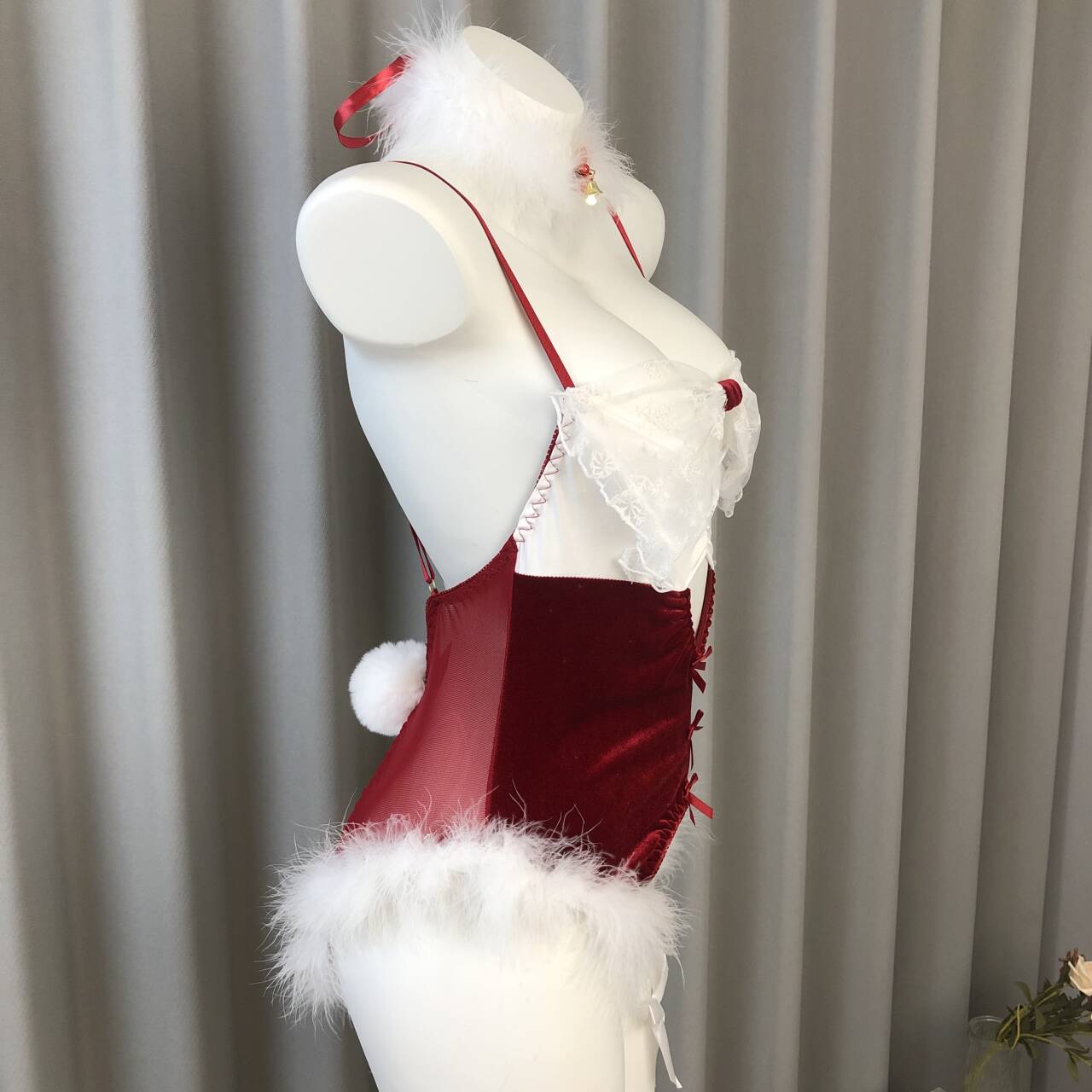 Sexy Lingerie Christmas Bunny Girl Party Sexy Suit Bow Pure Lust Open Crotch One-Piece Uniform Plush