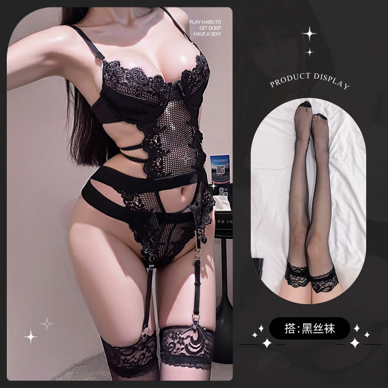 LS Sex Underwear One-piece Mesh Clothes with Steel Rings Sex Wear Temptation Perspective 8547