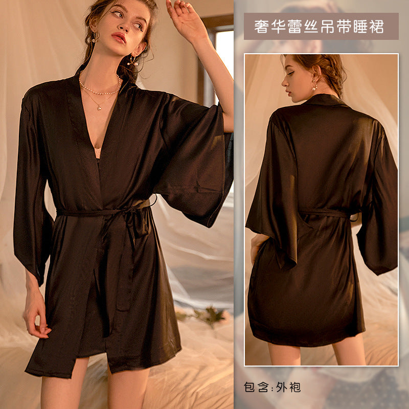 3069 Ying Sexy Home Wear Women's Summer Light Luxury Pure Desire Pajamas Simple Ice Silk Sling Set