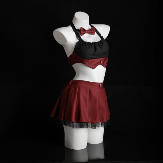 LS Sexy Lingerie Sexy Halter Jk Student Pleated Skirt Uniform Suit Cosplay Cute 8215