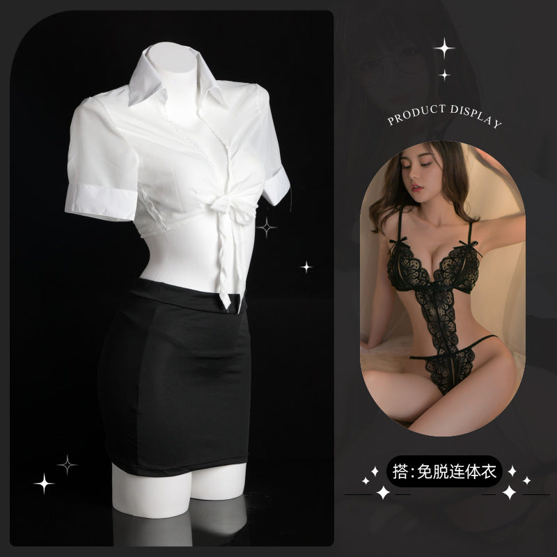 LS Sexy Lingerie Sexy Uniform Ol Secretary Outfit Tight Temptation Passion Suit Role Play 9105
