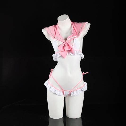 LS Sexy Lingerie Pure Desire Student Outfit Sexy Hollow Bow Backless Couple Flirting Uniform 9243