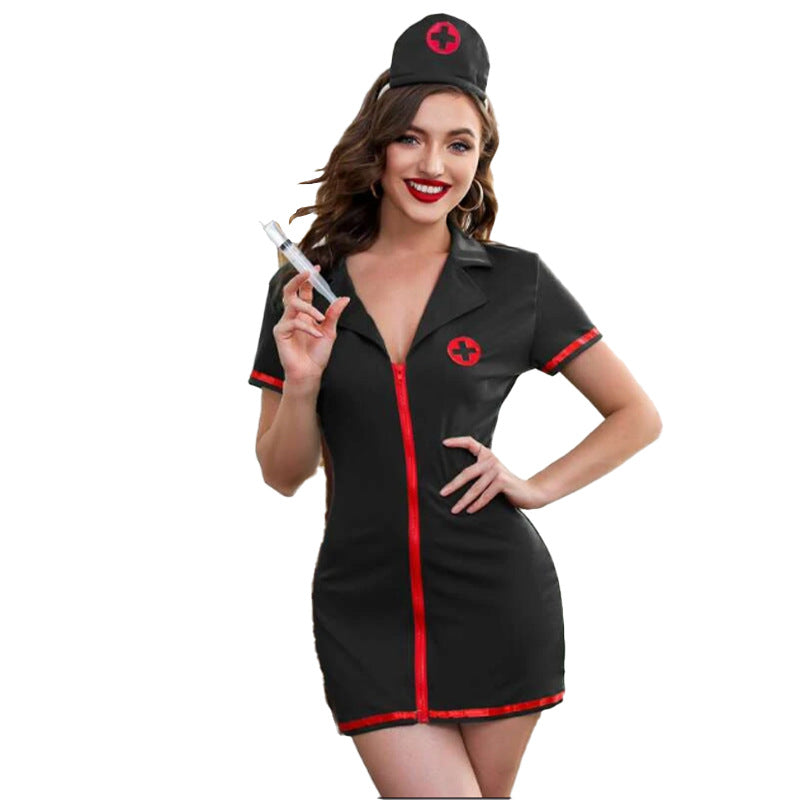 Foreign Trade European and American New Female Cosplay Sexy Lingerie Women's Halloween Cos Sexy Nurse Outfit Set