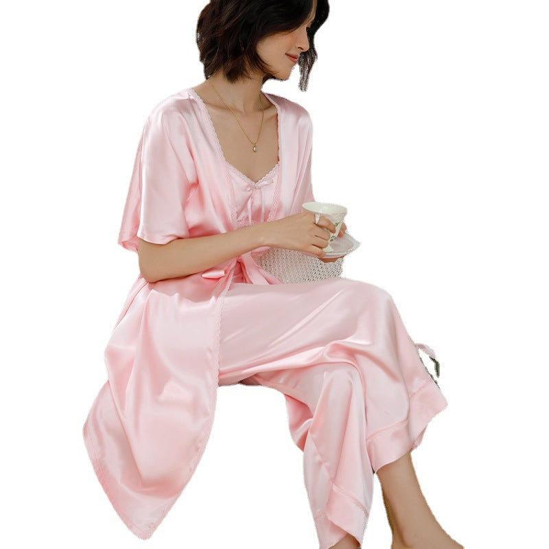 Ying Japanese sweet cute cute lazy slimming comfortable casual chest pad three-piece sexy homewear