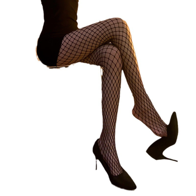 LS Fishnet Stockings Black Silk Hollow Sexy European and American Mesh Black Stockings Spring and Summer Internet Celebrity Pantyhose 1016
