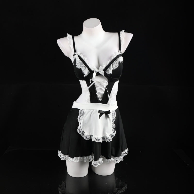 LS Sexy Lingerie Maid Outfit Sexy Maid Uniform Suspender Nightgown Dress Rabbit Stripper Pure Desire Suit