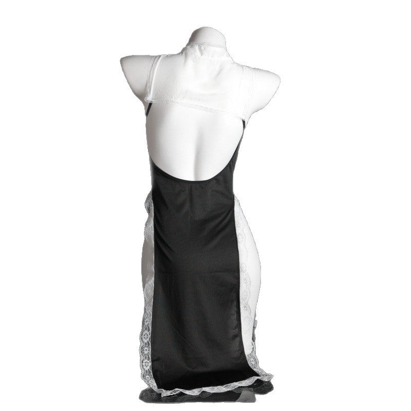 LS Sexy Lingerie Pure Desire Sexy Cos Nun Nightclub High Slit Lace Dress Set 8471