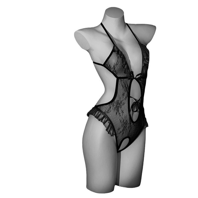 LS Sexy Lingerie Lace Open-Chest Open-Crotch Tight Lace Bunny Girl Qqny Sexy Lingerie 8982