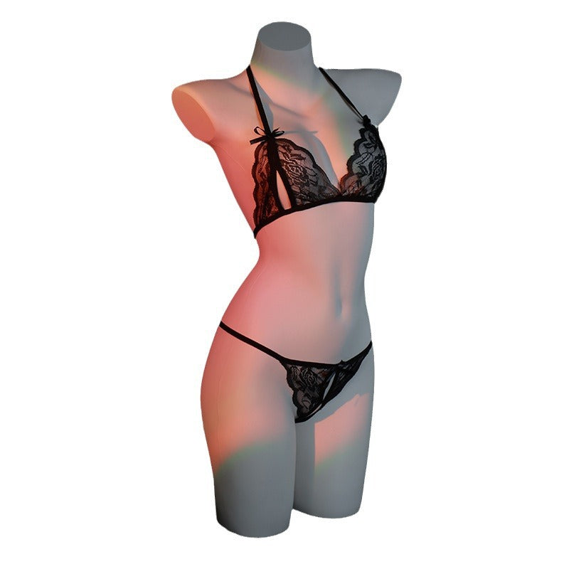 LS Sexy Lingerie Sexy Lace Temptation Three-Point Suit Open-Fit No-Take-Off Sexy Lingerie 2138