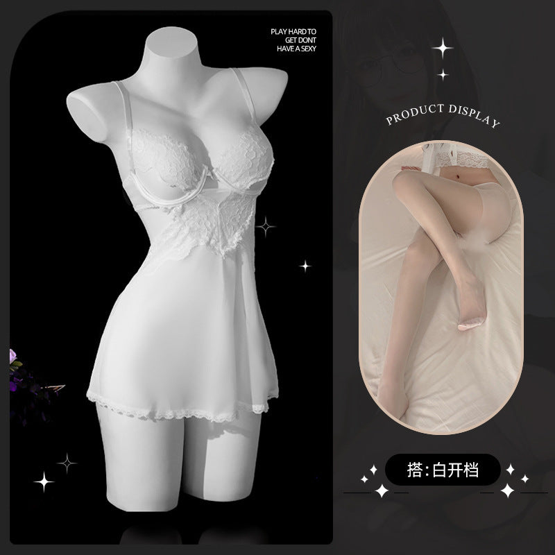 LS Sexy Underwear Sexy Sling Lace Tempting Nightdress Hot Perspective Uniform Attractive Pajamas 8619