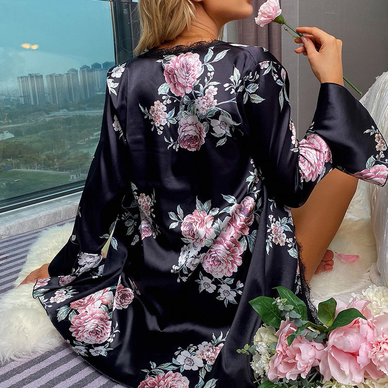 Ying New Autumn and Winter Sexy Nightdress Women's Solid Color Pure Desire Sling Lace Sleeping Dress Private House Temptation Home Clothes