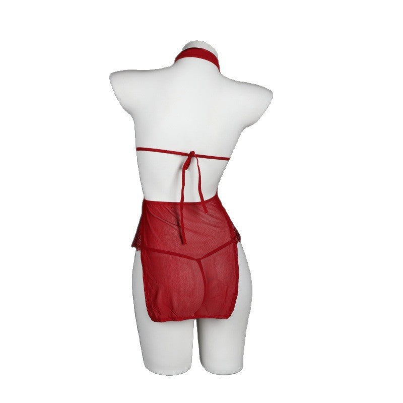 LS Sexy Lingerie Sexy Small Breasts Revealing Big Retro Cheongsam Uniform Perspective Temptation Breast Exposing Passion Suit