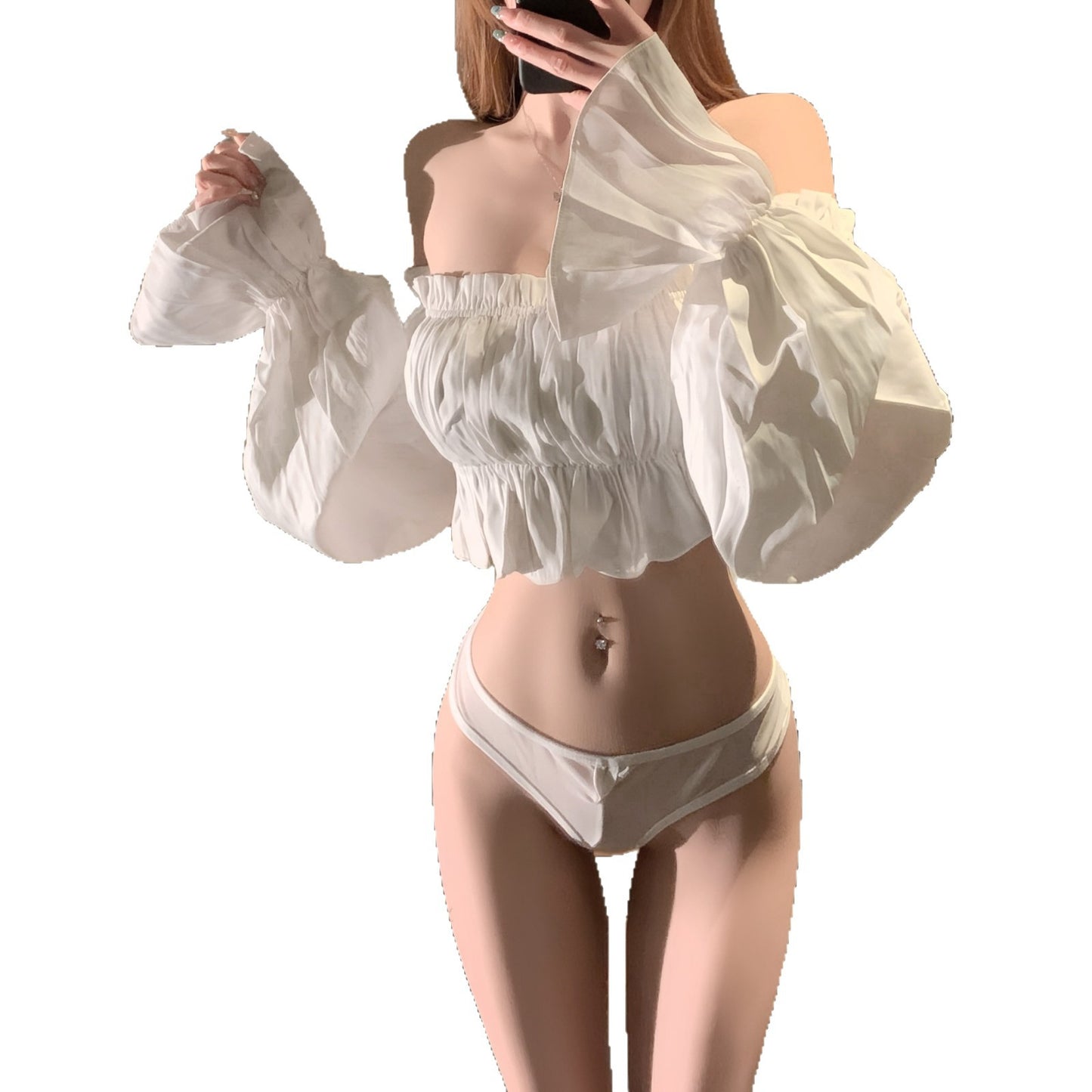 LS Sexy Underwear Briefs Low Waist Pure Desire Bow Open Crotch Free Sexy Thong 2098