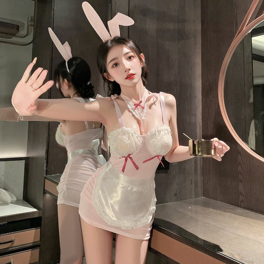 LS Sexy Lingerie Sexy See-Through Mesh Outfit Bunny Girl Uniform Temptation Cute Pure Desire Suit 9347