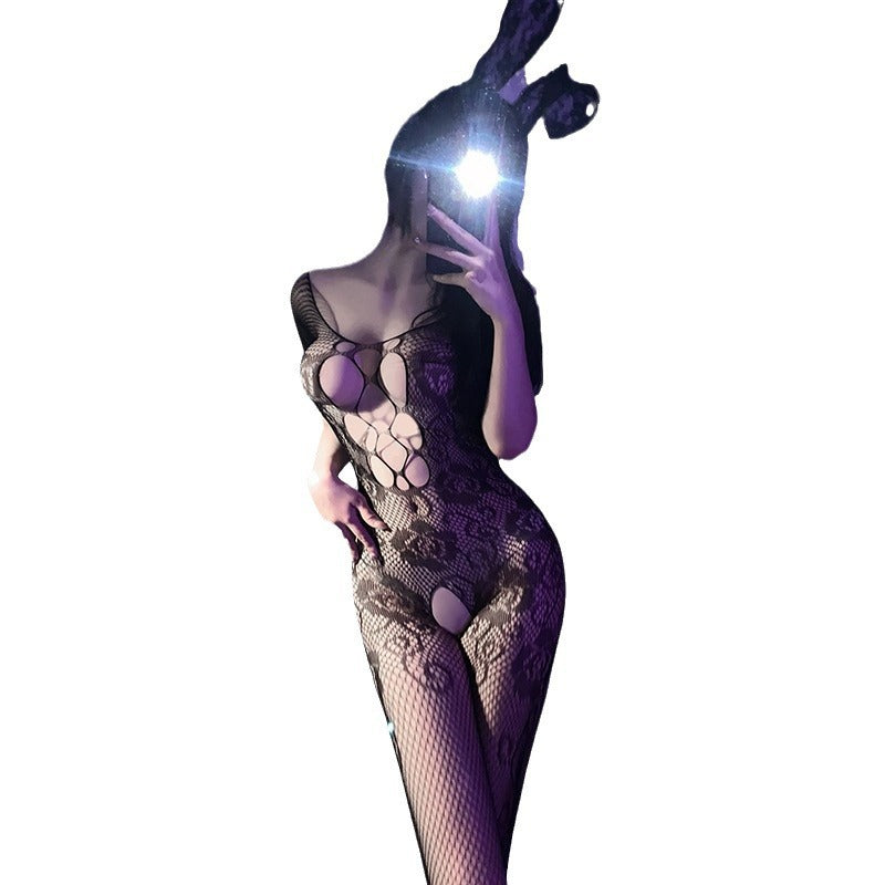 LS Sexy Underwear Stockings Sexy Perspective Hollow-out one-piece Temptation Open File-free New Mesh 1111