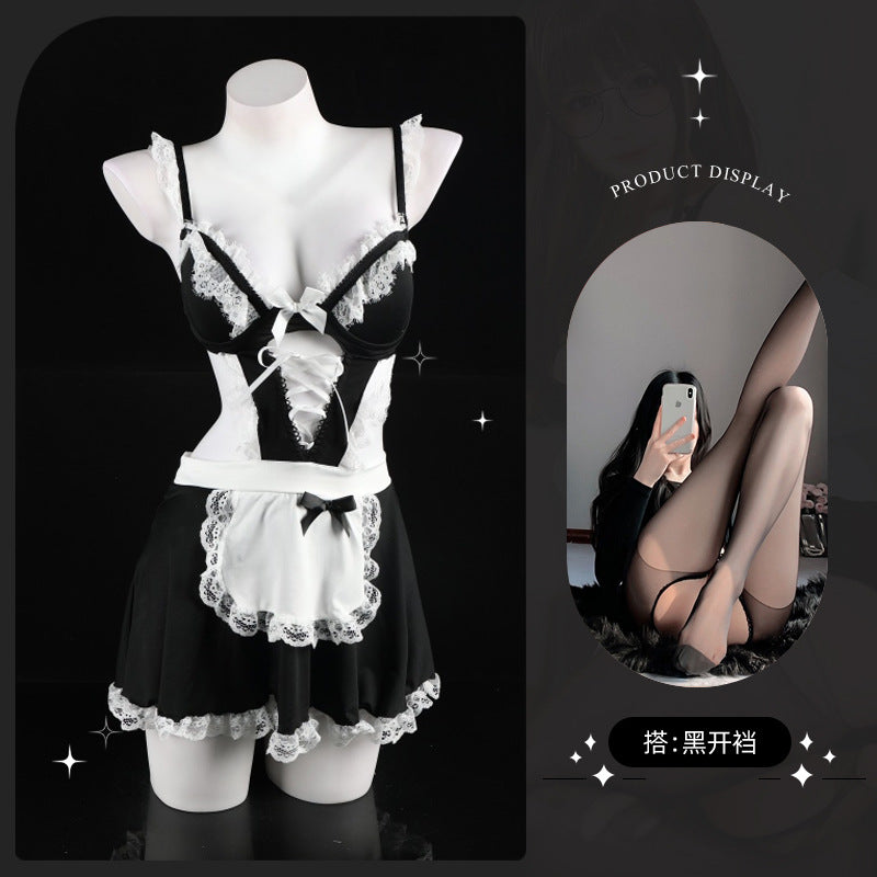 LS Sexy Lingerie Maid Outfit Sexy Maid Uniform Suspender Nightgown Dress Rabbit Stripper Pure Desire Suit