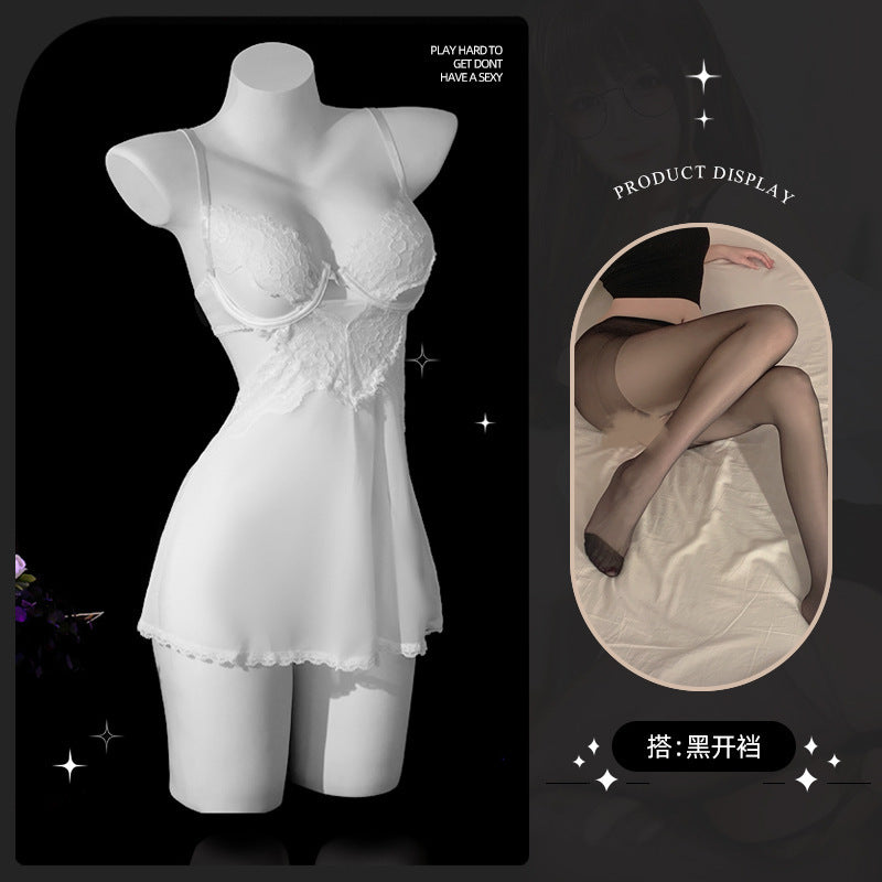 LS Sexy Underwear Sexy Sling Lace Tempting Nightdress Hot Perspective Uniform Attractive Pajamas 8619