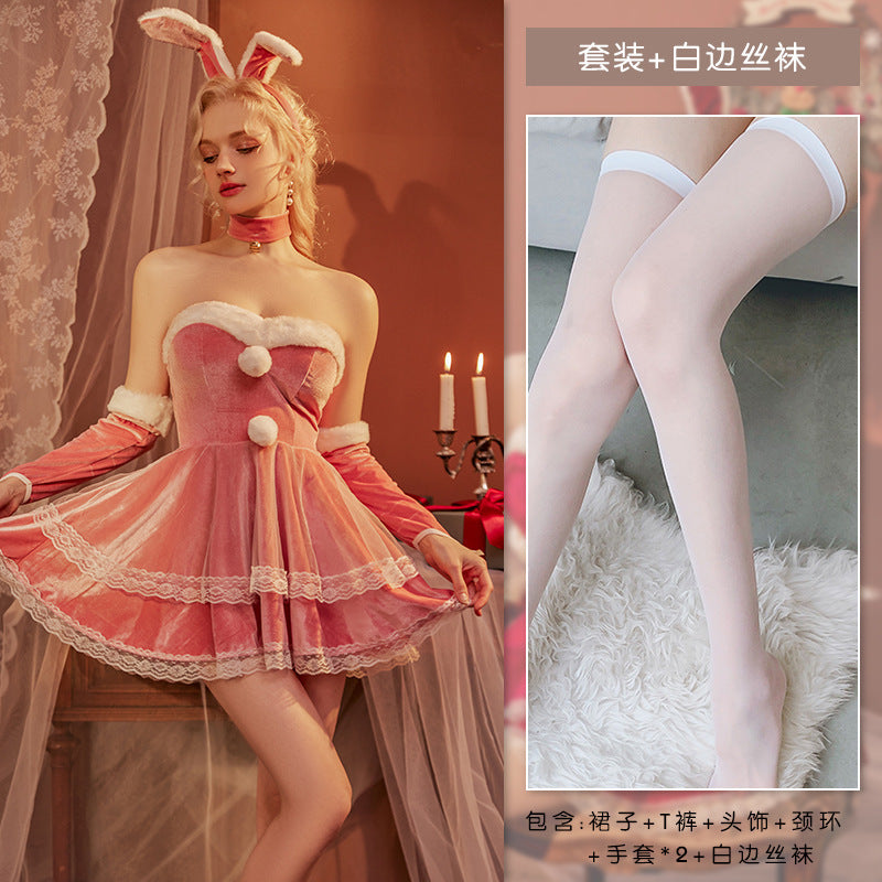 1175 Ying Sexy Velvet Christmas Bunny Pure Sex Sexy Nightclub Party COS Christmas Dress