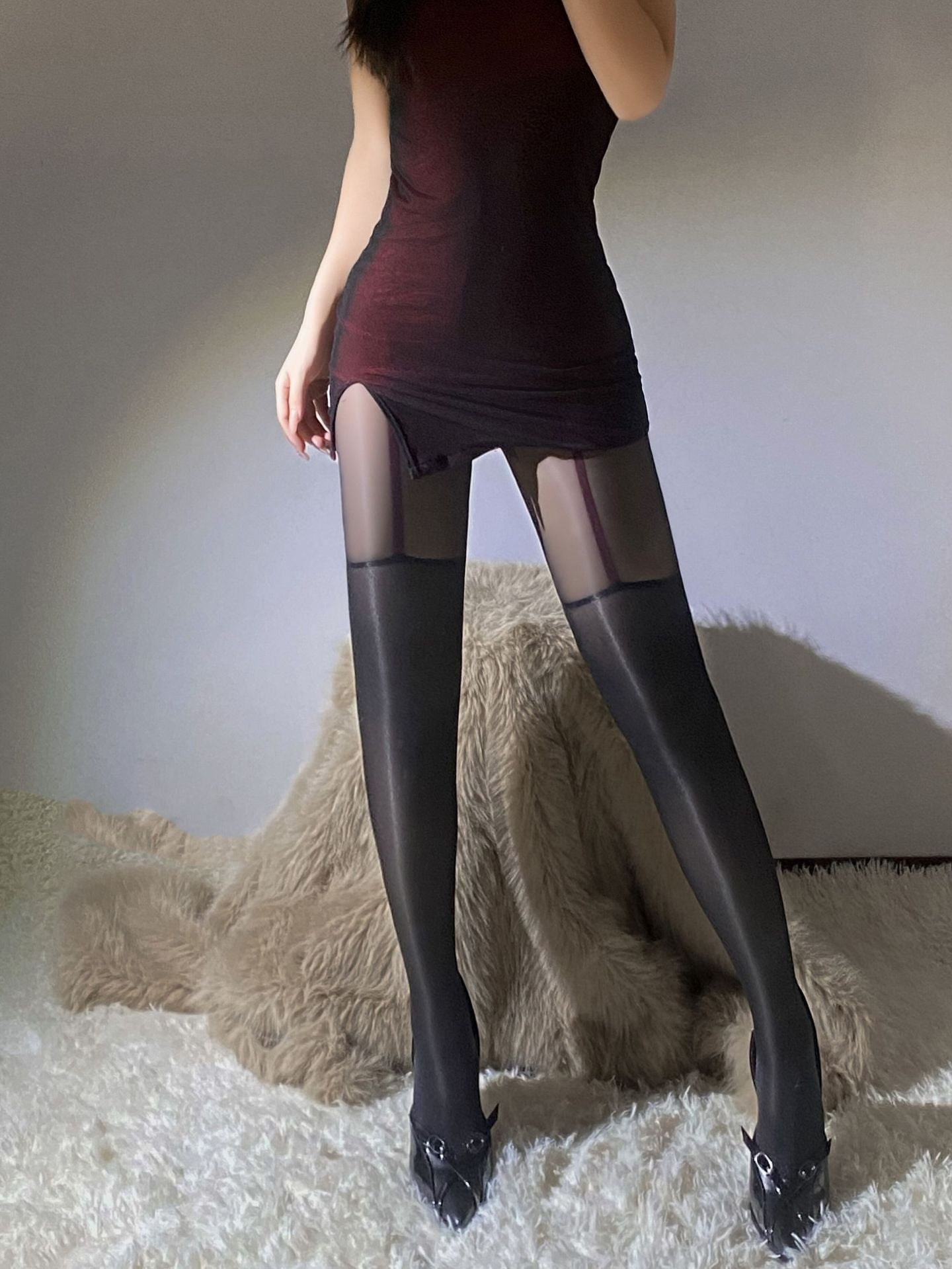 LS Sexy Stockings Hand-Torn Stockings Sexy Pure Desire Temptation Curry Silk Suspender Stockings Popular Model 1191