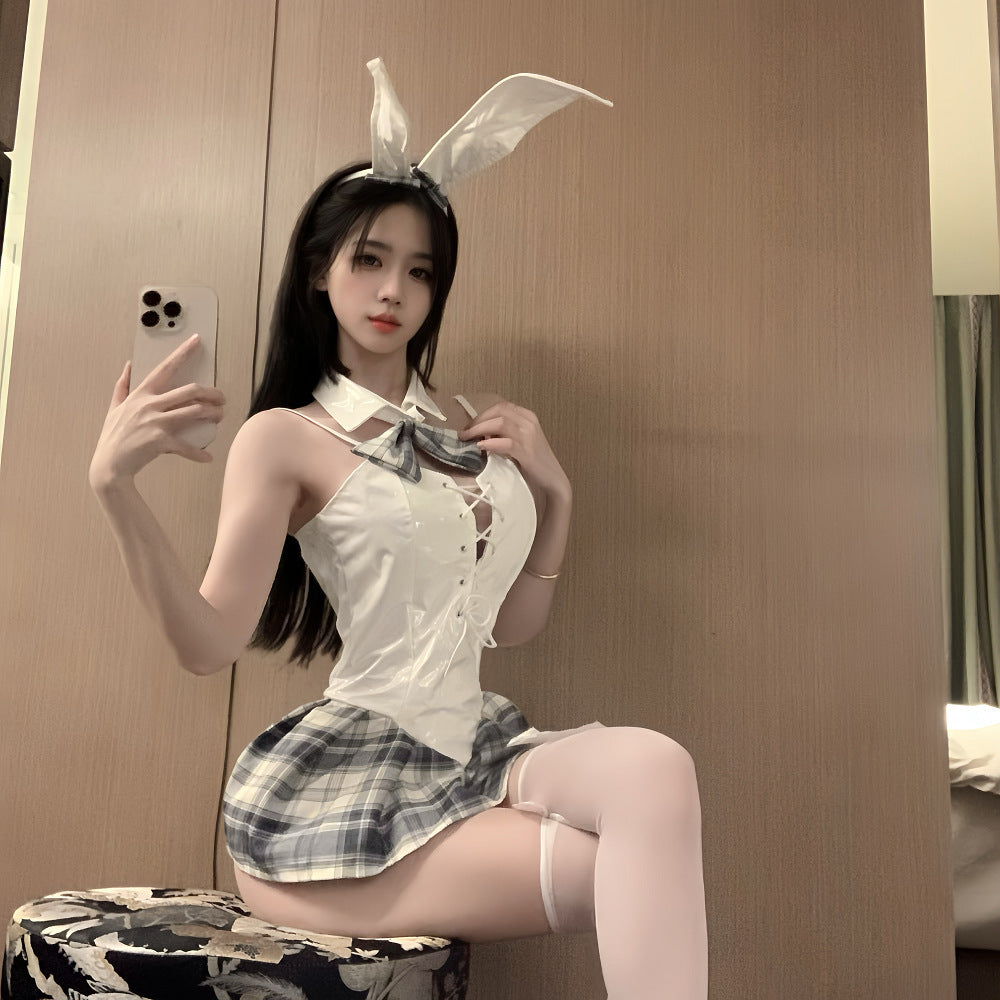 Xiyun Sexy Intimates Two-Dimensional Anime Clothing Sexy Bunny Girl Patent Leather Uniform Japanese Style Style Strappy Maid Cos Clothing
