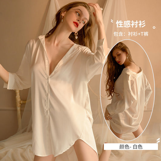 Ying private custom lace embroidery pajamas women's nightgown home clothes nightgown factory oem oem support oem