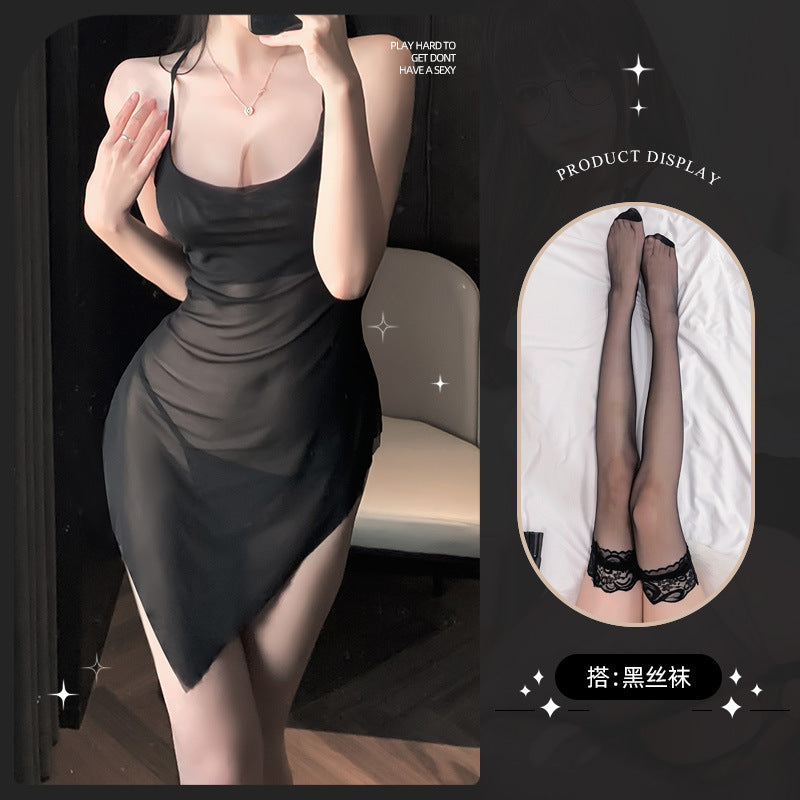 LS Sexy Lingerie Sexy Emotional Stepmother Skirt Pure Desire Suspender Hip Skirt Couple Fun Pajamas 8094