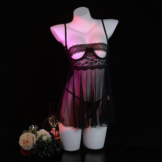 LS Sexy Underwear Sexy Uniform Pajamas Pure Desire Small Chest Shown Large Free of Breasts Shout Sling Skirt 9101