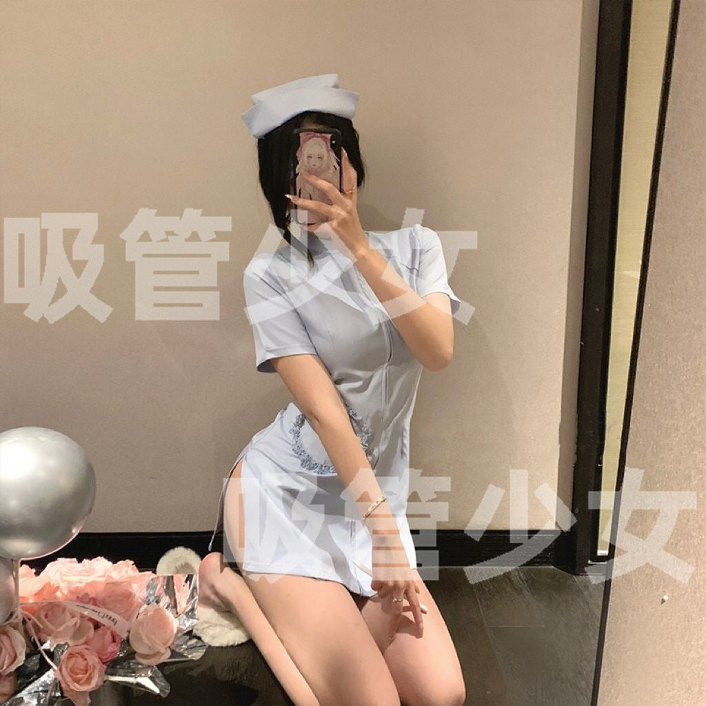 Straw Girl Sexy Lingerie Nurse Sexy Nurse Skirt Zipper Miniskirt Halloween Cosplay 1172