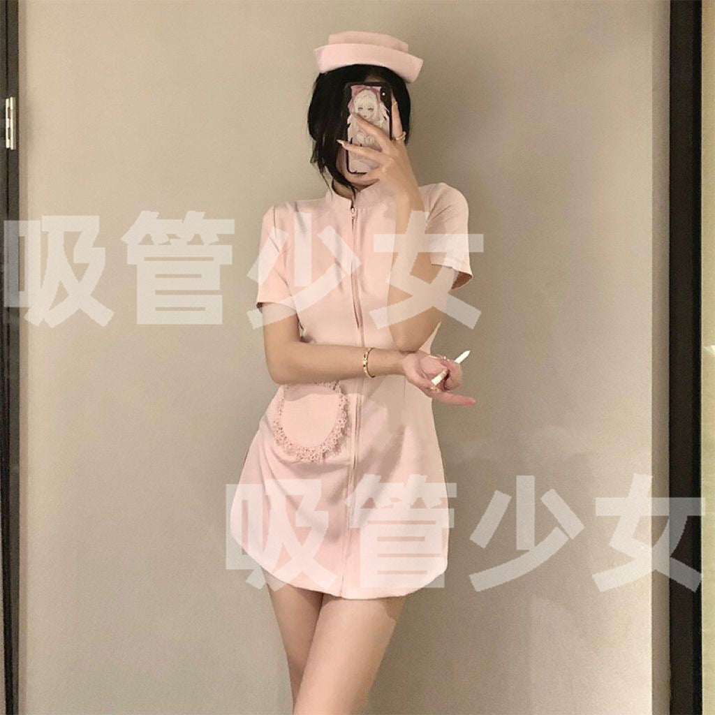Straw Girl Sexy Lingerie Nurse Sexy Nurse Skirt Zipper Miniskirt Halloween Cosplay 1172