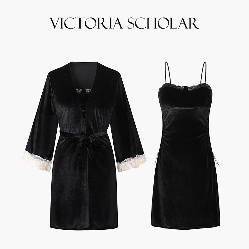 3053 velvet Ying TikTok same sexy lace pure desire strap nightdress hollow strap pajamas for women Wholesale