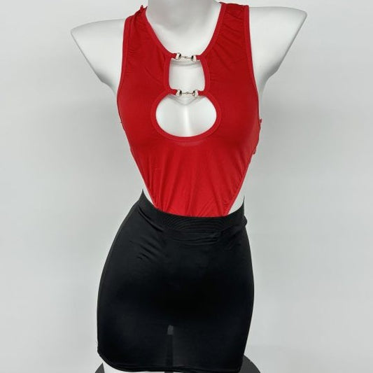 LS Sexy Underwear Sexy Leaky Chest Tight jumpsuit Temptation Hip Skirt No-off Hot Secretary 8249
