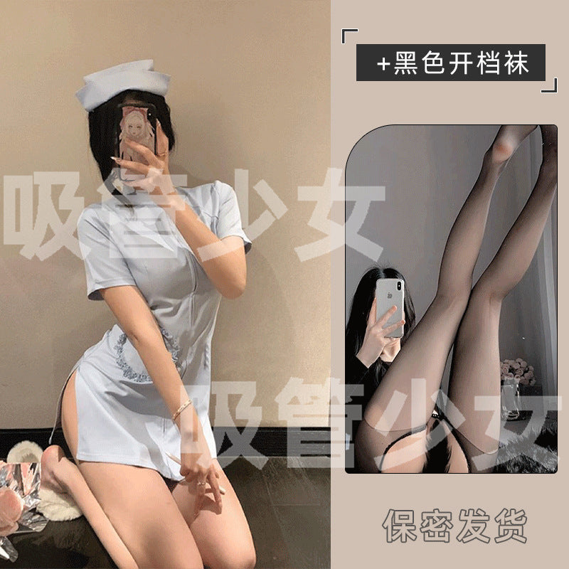 Straw Girl Sexy Lingerie Nurse Sexy Nurse Skirt Zipper Miniskirt Halloween Cosplay 1172