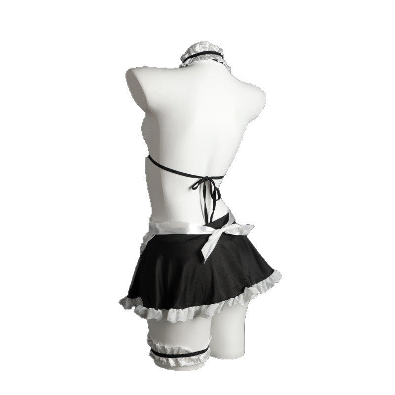 LS Sexy Lingerie Maid Uniform Color-block Home Clothes Skirt Cosplay suit 8250