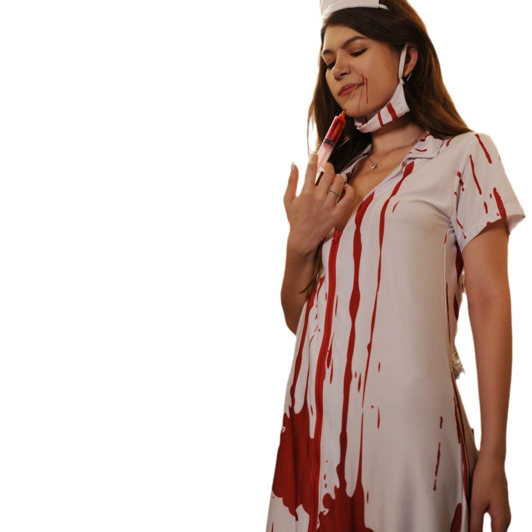 Cross Border Vampire Female Nurse Costume Role Playing Game Uniform Halloween Stenty Underwear Ghost Nurse 5